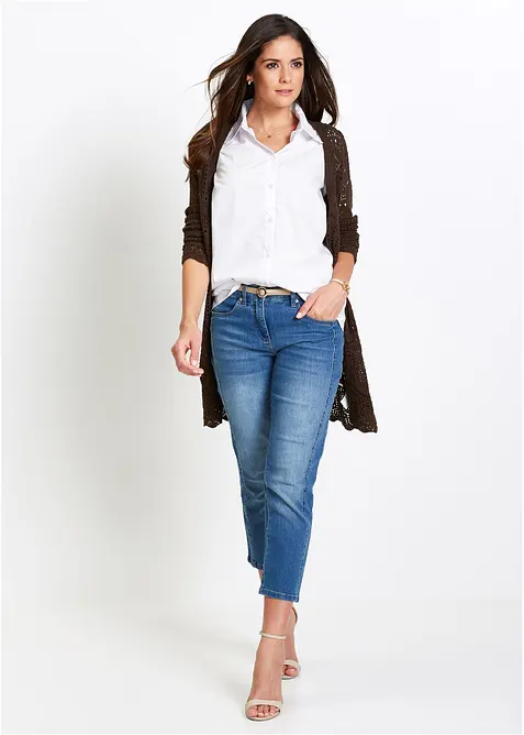 Kortärmad poplinblus, bonprix