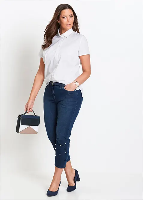 Kortärmad poplinblus, bonprix