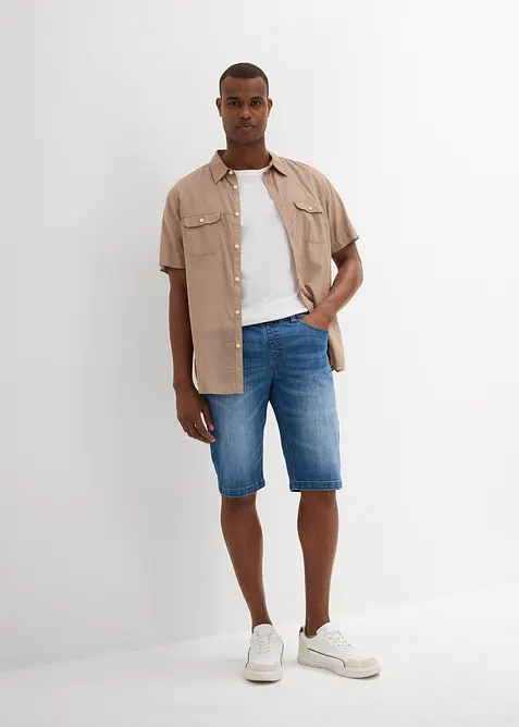 Jeansbermudas i tunn trikå, Regular Fit, bonprix
