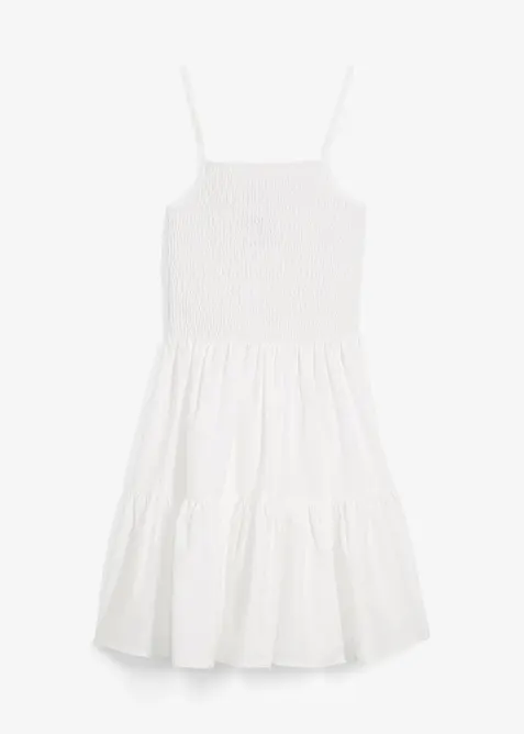 Klänning med smala axelband i ekologisk bomull, bonprix