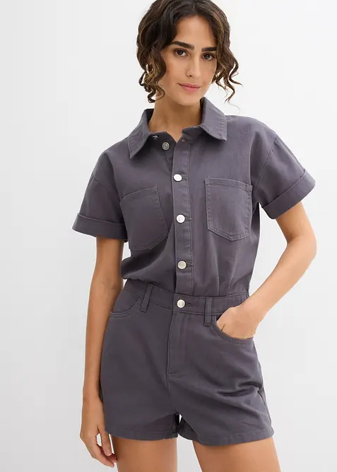 Jumpsuit med korta ben i ren bomull, bonprix