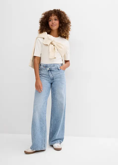 Wide Leg-jeans Mid Waist, Low Stretc, bonprix