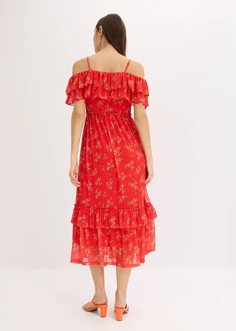 Jerseyklänning av mesh, bonprix