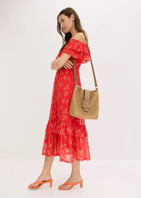 Jerseyklänning av mesh, bonprix