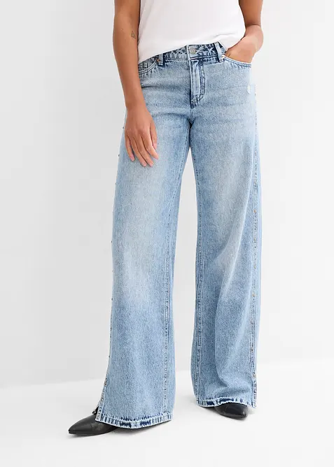 Loose Straight Jeans Mid Waist, Low Stretch, bonprix