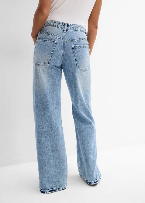 Loose Straight Jeans Mid Waist, Low Stretch, bonprix