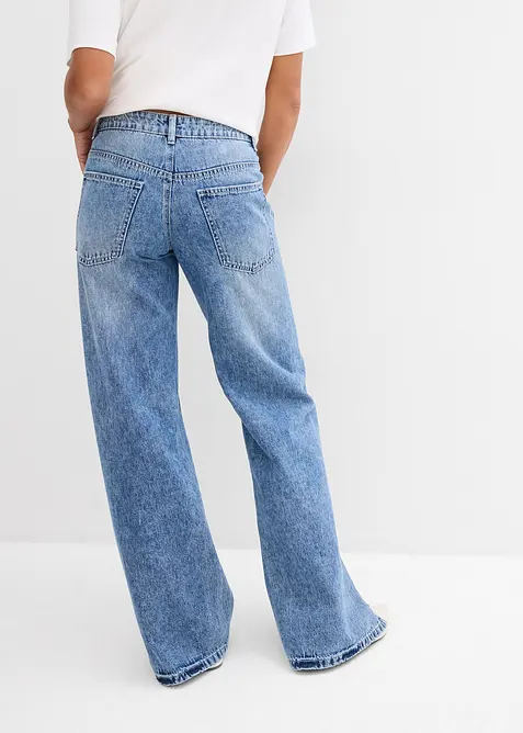 Loose Straight Jeans Mid Waist, Low Stretch, bonprix