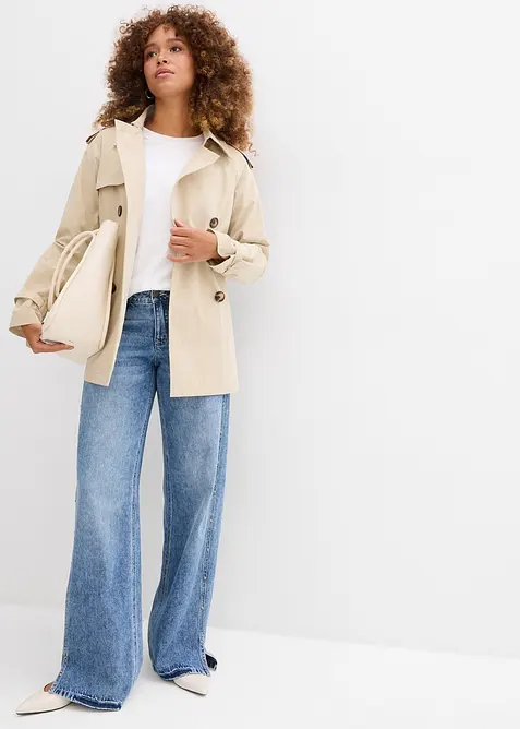 Loose Straight Jeans Mid Waist, Low Stretch, bonprix