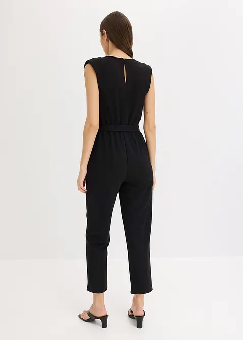 Jerseyjumpsuit med axelvaddar, bonprix