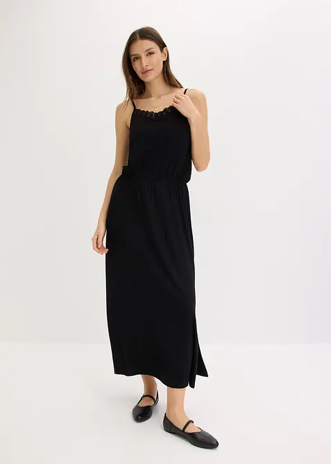 Jerseyklänning med spets, bonprix