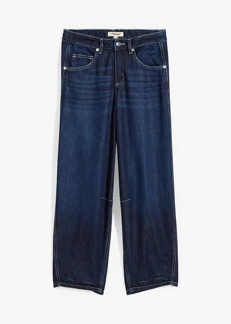 Jeans med medelh&ouml;g midja och kortare ben, Super Soft, bonprix