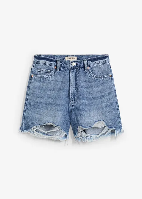 Jeansshorts med stretch och  h&ouml;g midja, bonprix