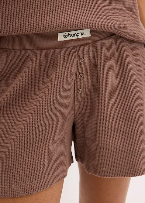 Mysdr&auml;kt med kort byxa i jersey med v&aring;fflat strukturm&ouml;nster, bonprix