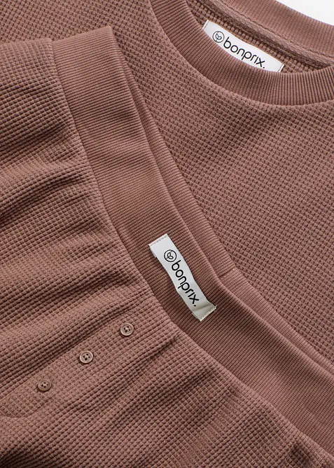 Mysdr&auml;kt med kort byxa i jersey med v&aring;fflat strukturm&ouml;nster, bonprix