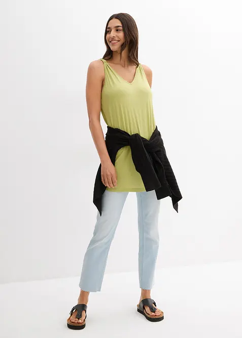 Långt linne i viskosmix, bonprix