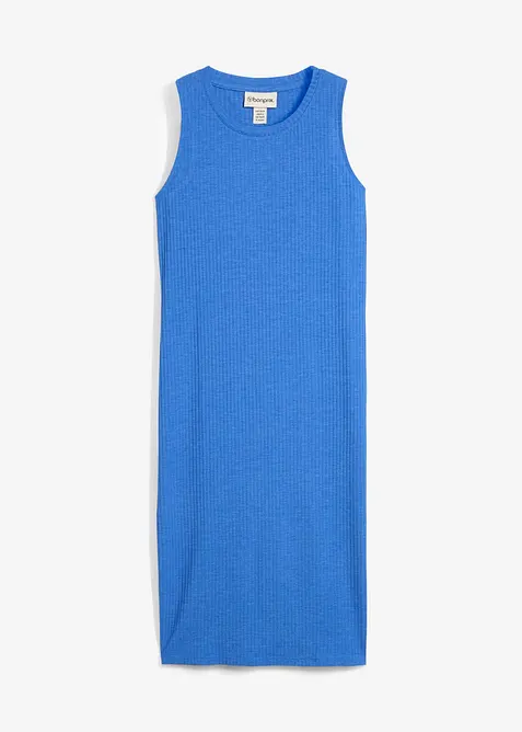 Ribbad klänning av viskosmix med mjukt fall samt med sidslitsar, bonprix