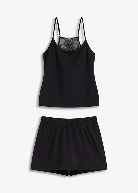 Pyjamas med shorts och spets i ryggen, bonprix