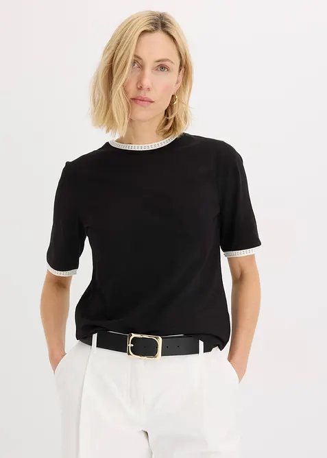 Topp med spetskant, bonprix