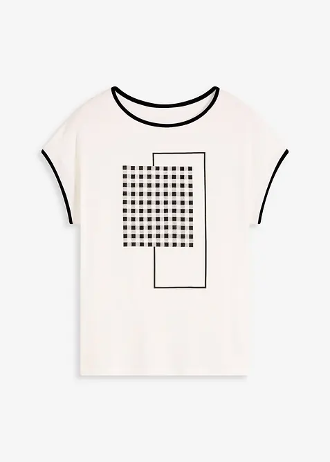 Topp med placerat tryck och kontrastf&auml;rgade passpoaler, bonprix