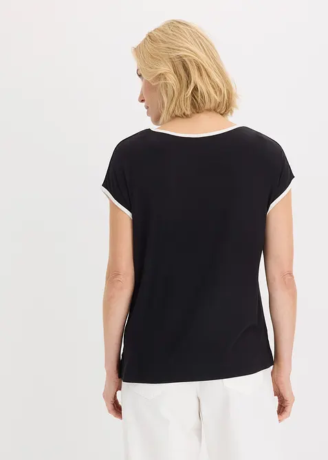 Topp med placerat tryck och kontrastfärgade passpoaler, bonprix