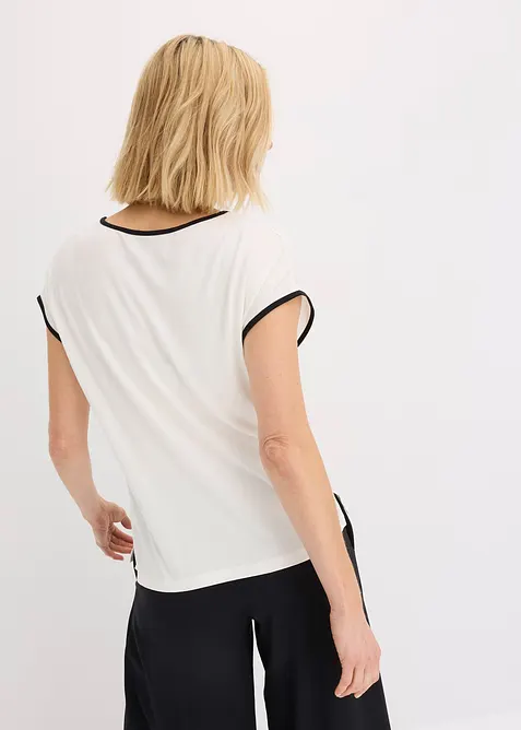 Topp med placerat tryck och kontrastf&auml;rgade passpoaler, bonprix