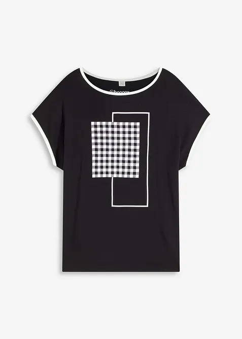 Topp med placerat tryck och kontrastfärgade passpoaler, bonprix