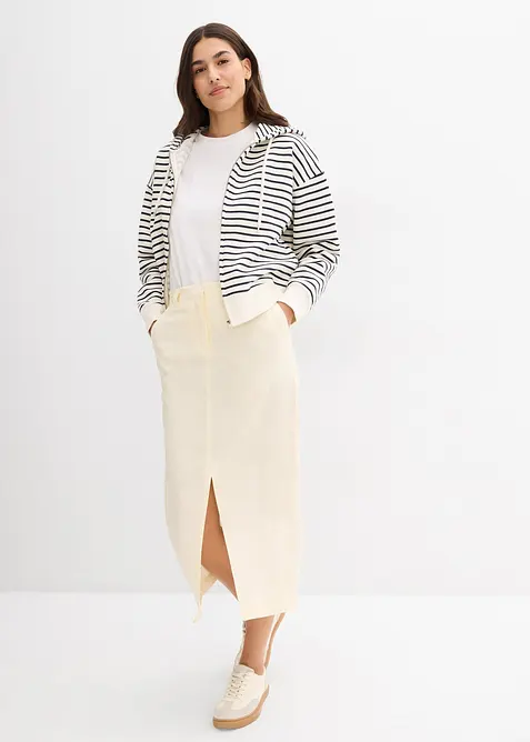 Mellanlång kjol i luftig linnemix, bonprix