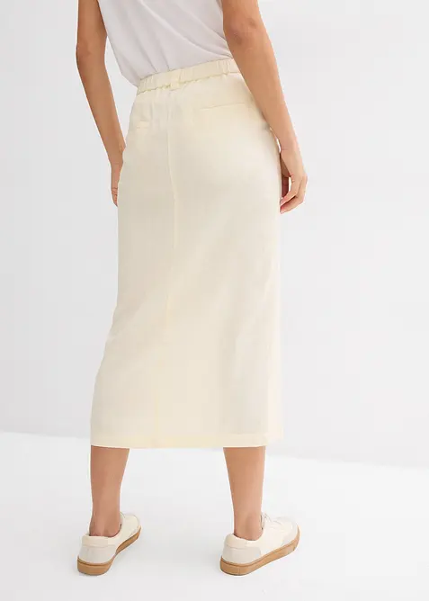 Mellanlång kjol i luftig linnemix, bonprix