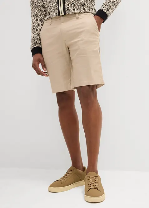 Bermudas i chinosmodell med linne, Regular Fit, bonprix