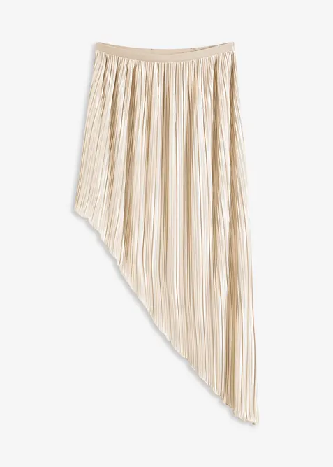 Plisserad kjol av glansig satin, bonprix