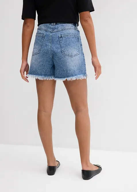 Jeansshorts med stretch och  h&ouml;g midja, bonprix