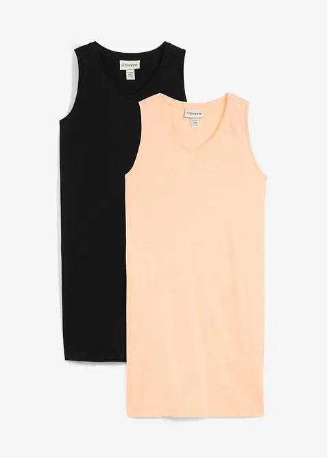 Långt linne i ren ekologisk bomull (2-pack), bonprix