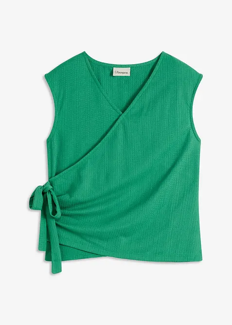 Jerseytopp av crêpe i omlottstil, bonprix