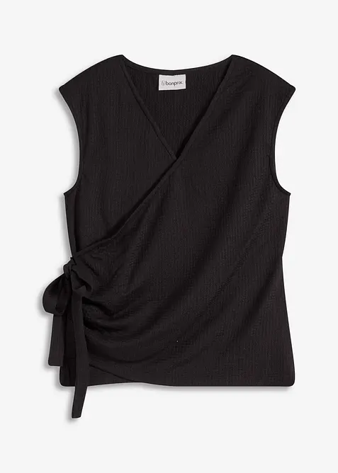 Jerseytopp av cr&ecirc;pe i omlottstil, bonprix