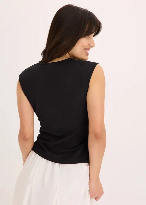 Jerseytopp av cr&ecirc;pe i omlottstil, bonprix