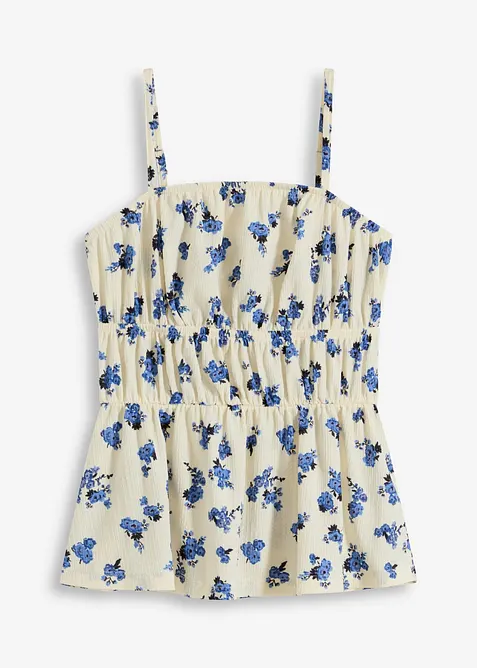 Linne med smala axelband, av kräpp med struktur, bonprix