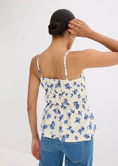 Linne med smala axelband, av kräpp med struktur, bonprix