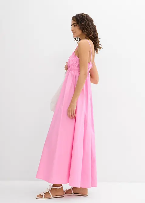 Klänning med smala axelband i ekologisk bomull, bonprix