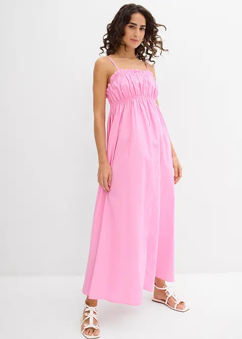 Klänning med smala axelband i ekologisk bomull, bonprix