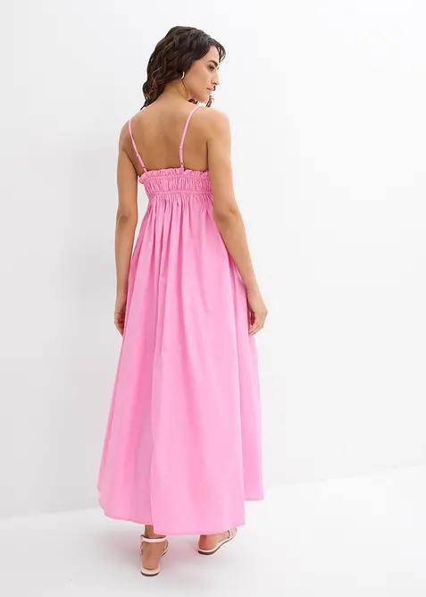 Klänning med smala axelband i ekologisk bomull, bonprix