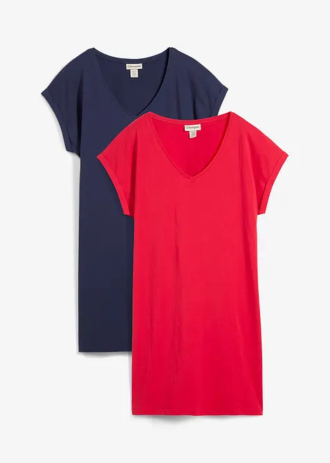 Trikåklänning av ekologisk bomull (2-pack), bonprix