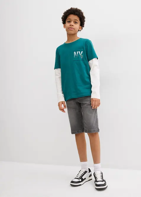 Stretchiga jeansshorts, normal passform, bonprix