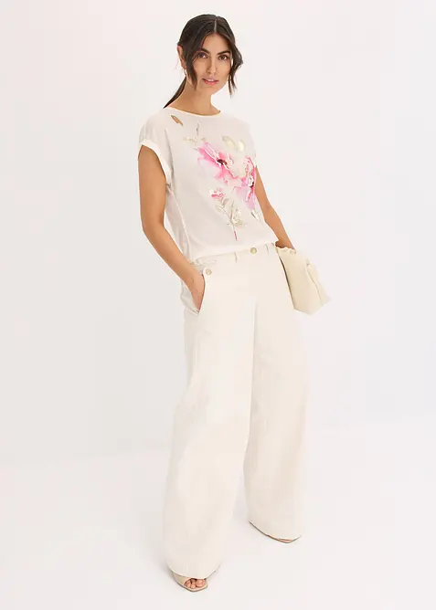 Topp med vävd infällning, bonprix