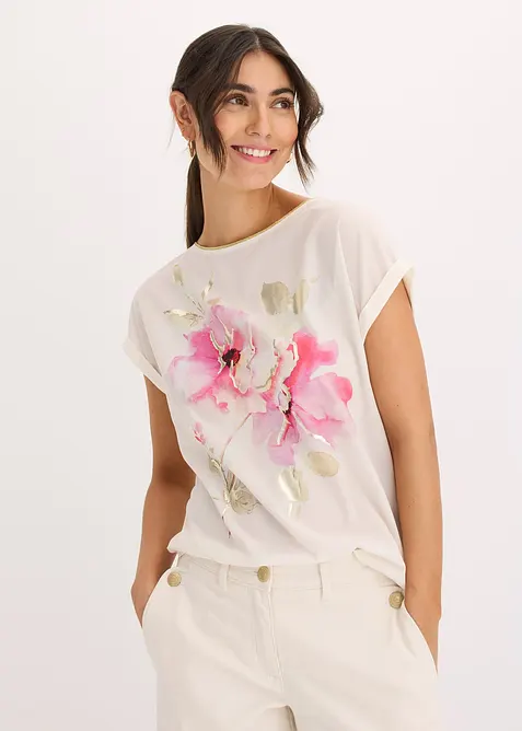 Topp med vävd infällning, bonprix