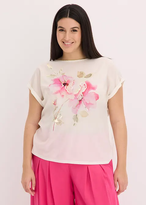 Topp med vävd infällning, bonprix