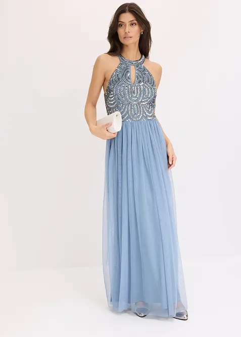 Maxiklänning med paljettbroderi, bonprix