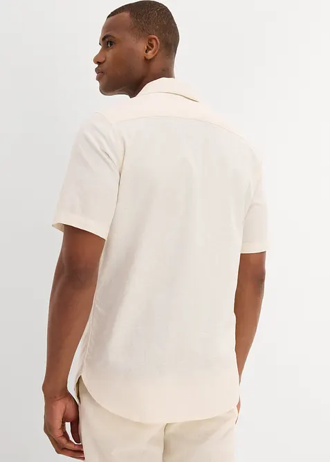 Kortärmad skjorta med linne, bonprix