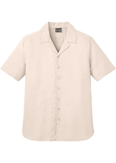 Kortärmad skjorta med linne, bonprix