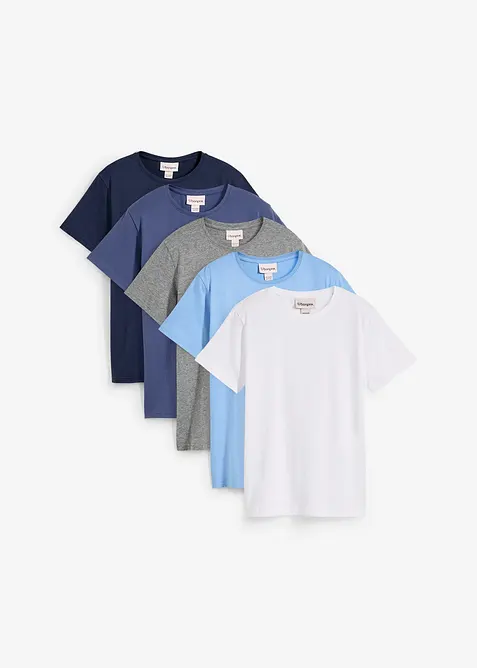 T-shirt med bomull f&ouml;r barn (5-pack), bonprix