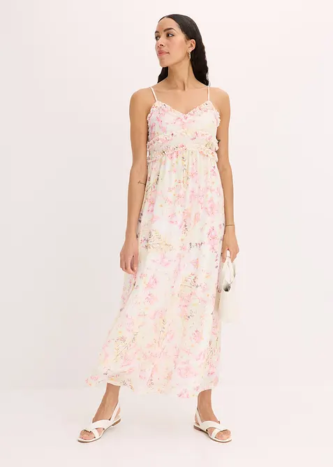 Maxiklänning av mönstrad mesh, bonprix